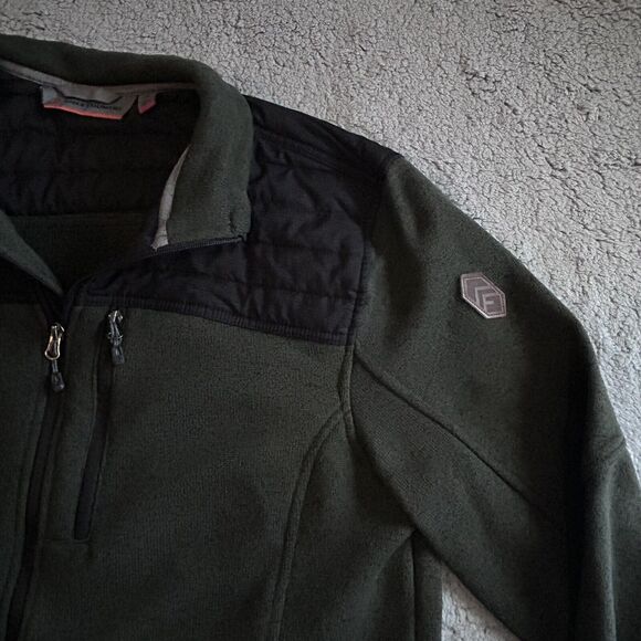 Free Country Men’s Size XL Fleece Jacket Full Zip Green Dadcore Outdoorwear - Picture 6 of 14
